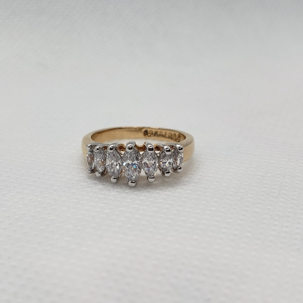RSC Gold EP Sparkling Clear CZ Marquise Cut Engagement Size 5.5